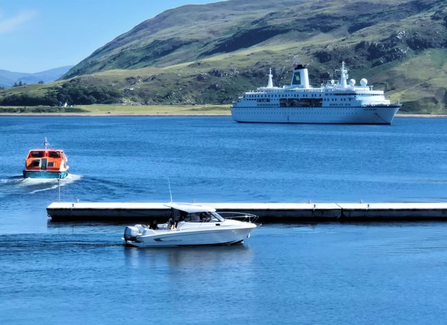 One of the several cruise ships which put in to Ullapool during cruises around the coast of Scotland.