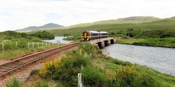 The Kyle Line near Achanalt The Inverness to Kyle Railway passes through remote and spectacular Scottish Highland scenery.