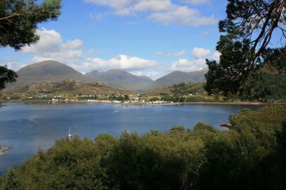The pretty little village of Shieldaig as seen from the Applecross Coast Road.